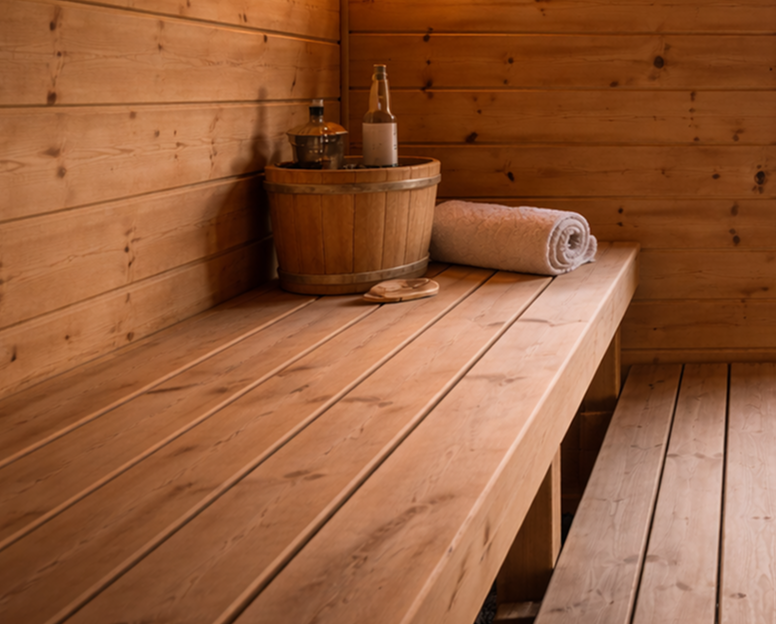 Private sauna with forest view