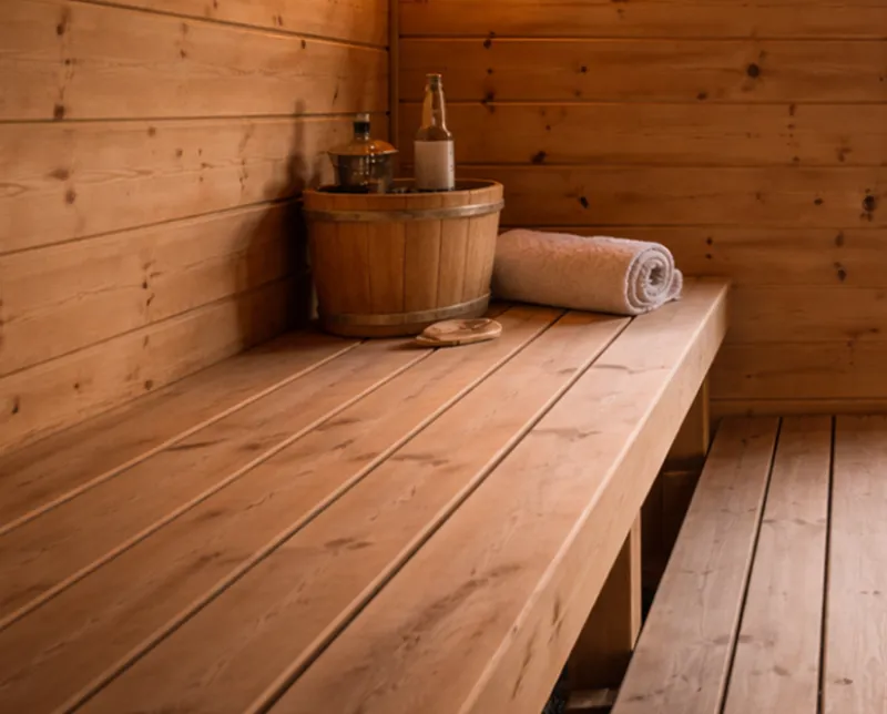 Private sauna with forest view